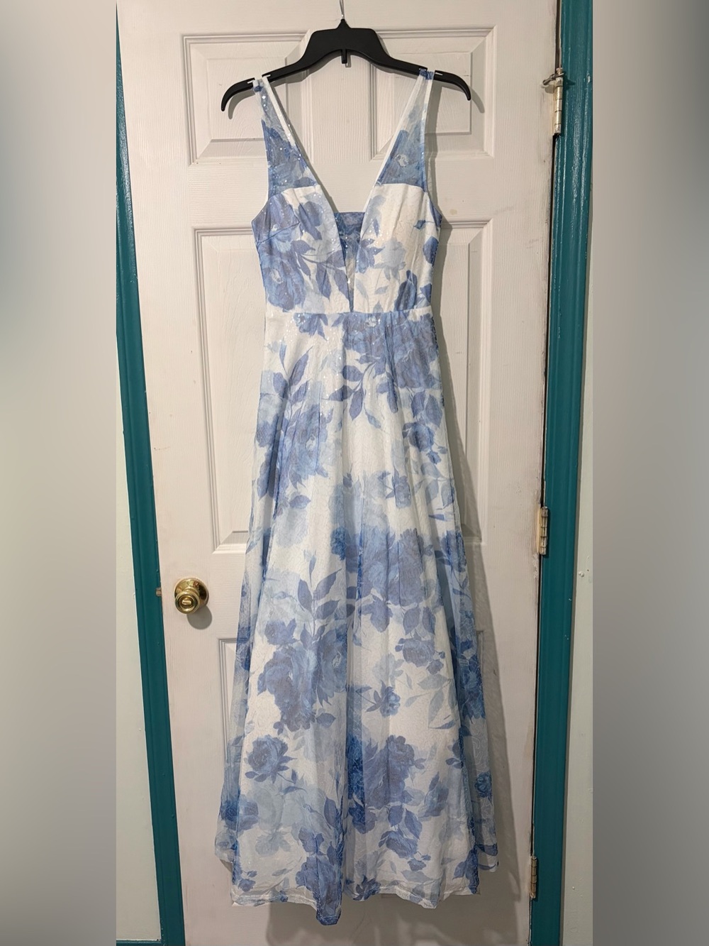 Trixxi Blue and White Floral Maxi Dress